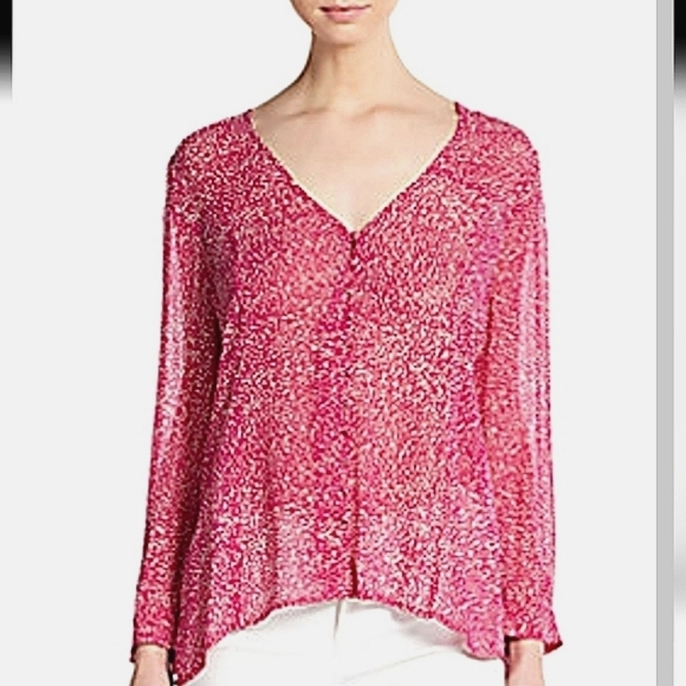 Joie Calvina Silk Dotted Blouse Magenta pink size xs